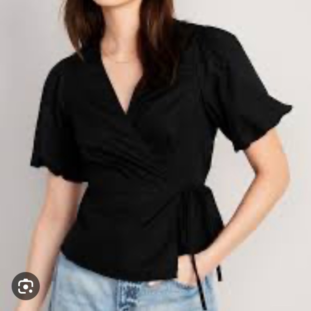 Black Wrap Top NWT